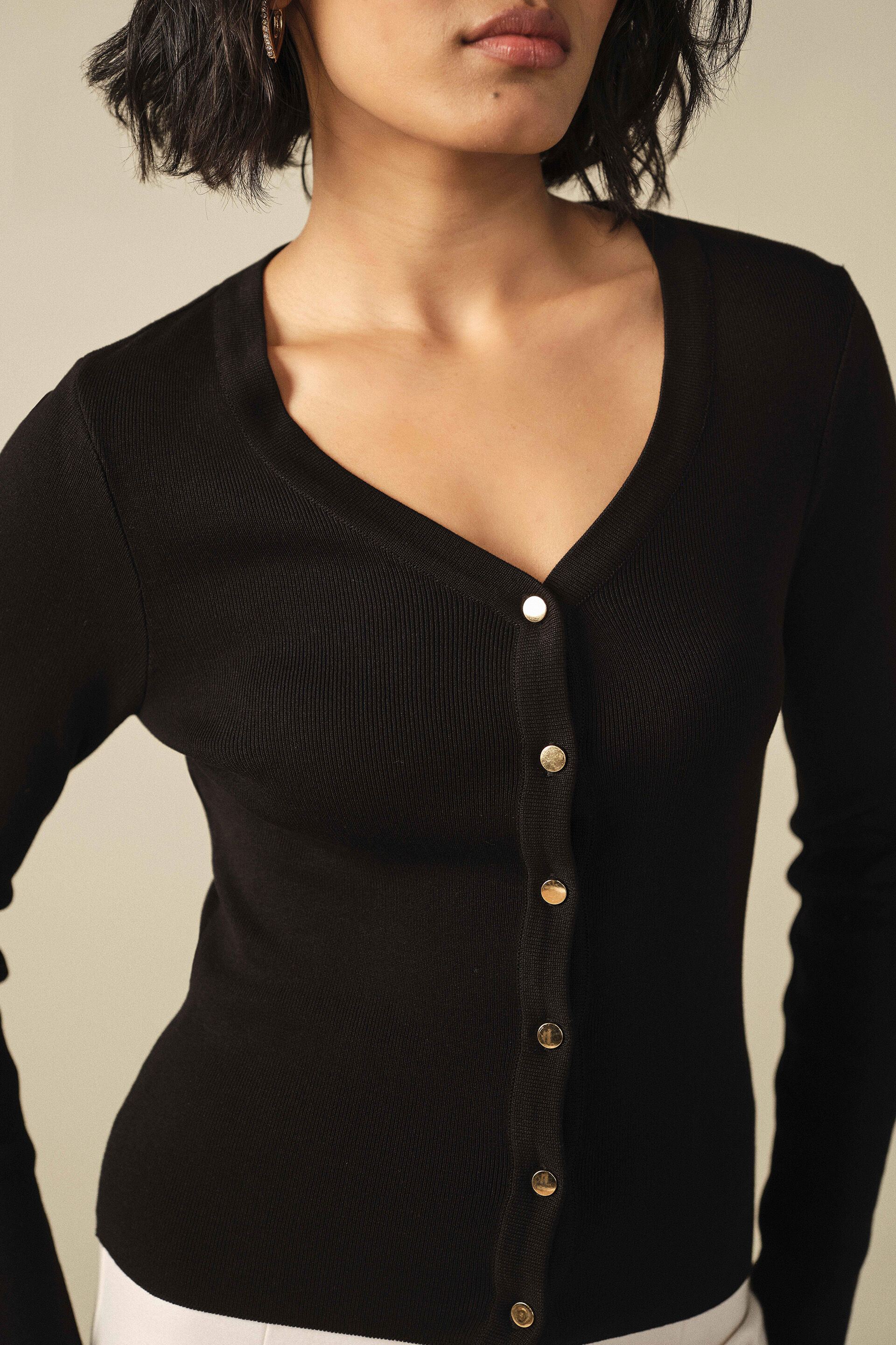 Solid Cardigan in Black, Black, image 3